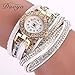 Hunputa® Ladies Watch Women Pearl Scale Bracelet Quartz Wristwatch Crystal Diamond Clock Women Dress Watch (White)