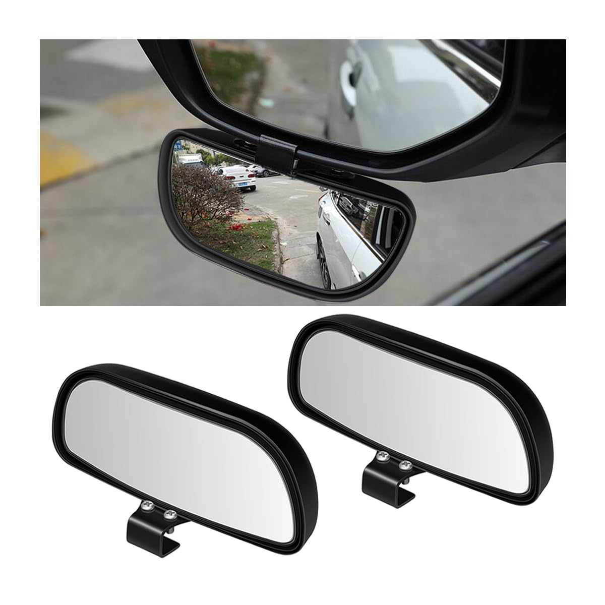 Photo 1 of Mandark 2PCS Car Blind Spot Mirror, Rectangle HD Glass Convex Vehicle Rearview Mirror, Wide Angle Adjustible Auto Exterior Blindspot Side View Mirror, Universal for SUV, Sedan, Truck (Black)