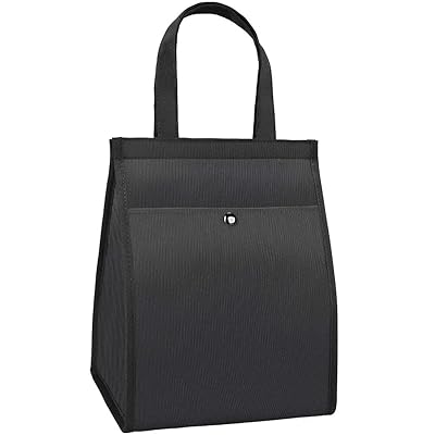 VAGREEZ Lunch Bag Insulated Lunch Tote Bag With Phone Holder Pocket Simple Reusable Lunch Bag for Women or Men (Black)