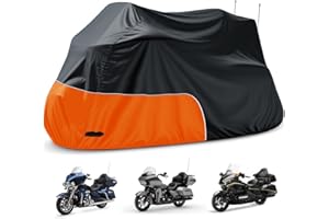 Motorcycle Cover Heavy Duty Waterproof 300D, for Motorcycle with Top Box, Compatible with Harley Davidson Ultra Ltd, Road Gli