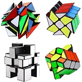 YJ Cube Set - 4-Pack, Includes 3x3 Fluctuation Angle &amp; Mirror Puzzles, 2x3 Wheel &amp; Square King Cubes