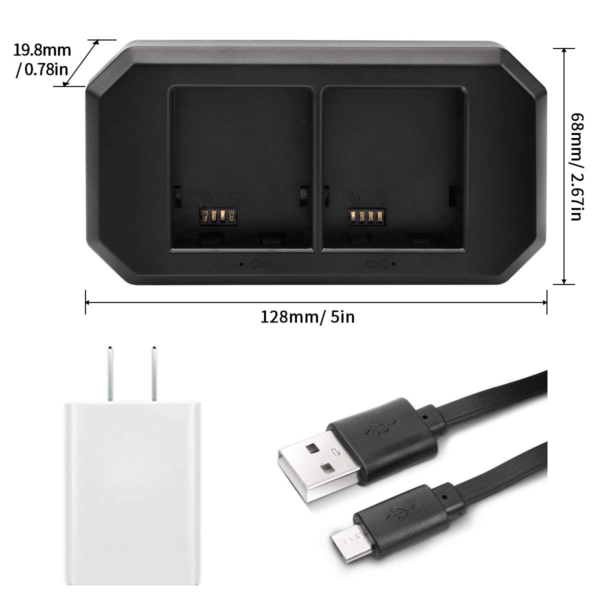 Keenstone 2 Slot Charger for Arlo Rechargable Batteries Compatible with Arlo Pro, Arlo Pro 2, Arlo Go and Arlo Security Light(The Pictured Batteries are not Included)