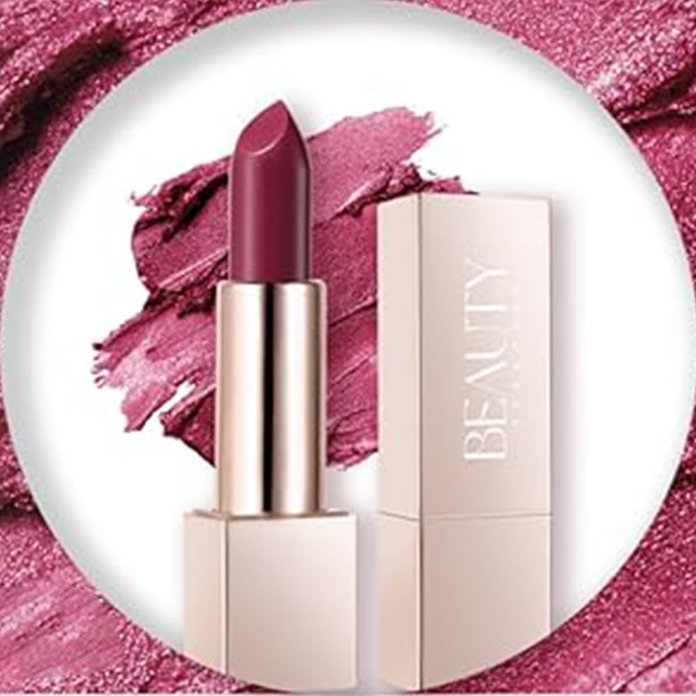 Beauty Searcher Metallic Shine Lipstick Makeup for Woman Velvet Matte Lipsticks Moisturizing No-Stick Cup Lip Makeup, Long Lasting 24H Waterproof Shine Lip Gloss (#2)