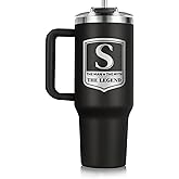 Leebbsin Gifts for Men, Initial 40oz Tumbler with handle and straw, Best Father's Day Gift, Personalized Birthday Gifts for Men, Dad, Grandpa, Husband,The Man The Myth The Legend Cup for Coffee (S)