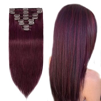 Majik Remy 8 Pcs Long Straight Human Hair Extension For Girls And