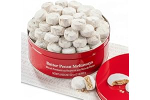 Butter Pecan Meltaways – 907g Tin, Crunchy Pecan Cookies with Powdered Sugar, Kosher, No Preservatives