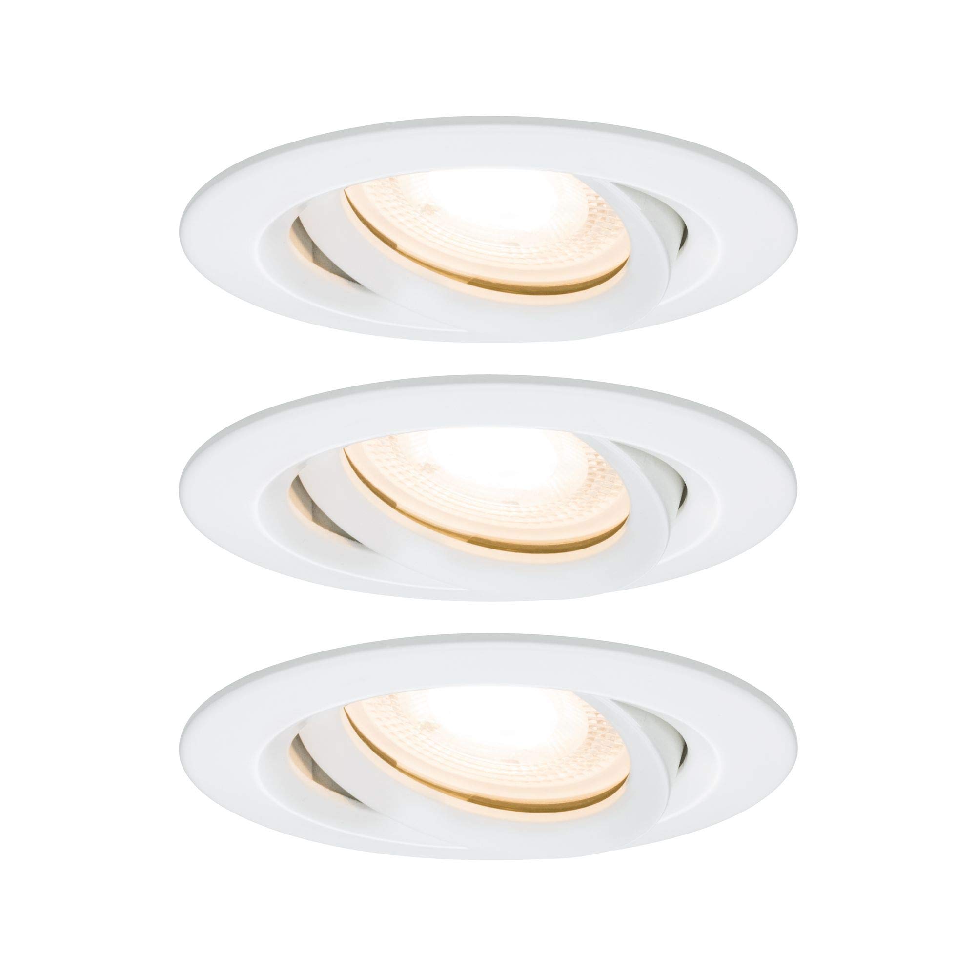 Paulmann Paulmann 92898 Nova Recessed LED Spotlight Round IP65 7W Set of 3 Including GU10 Bulbs Pivotable Recessed Light Aluminium 7 W Matt, matt White