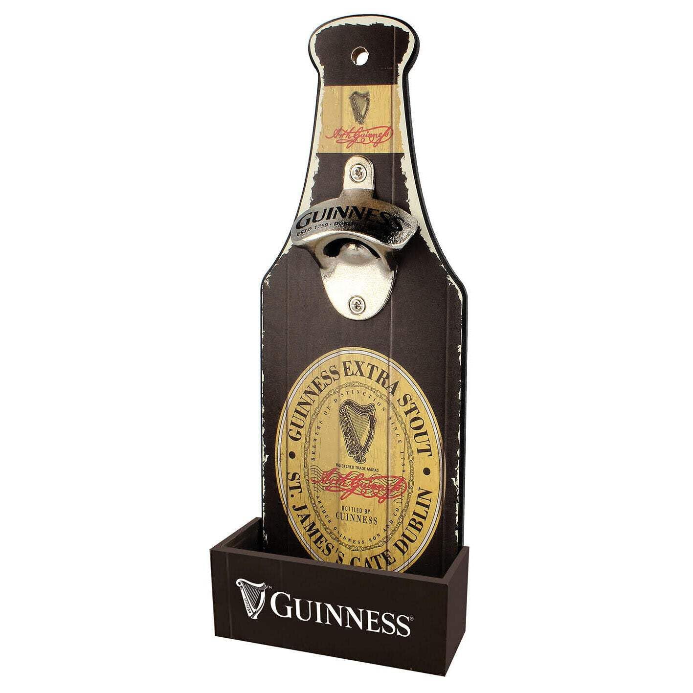 Guinness Bottle Opener and Catcher With Weathered Label Design