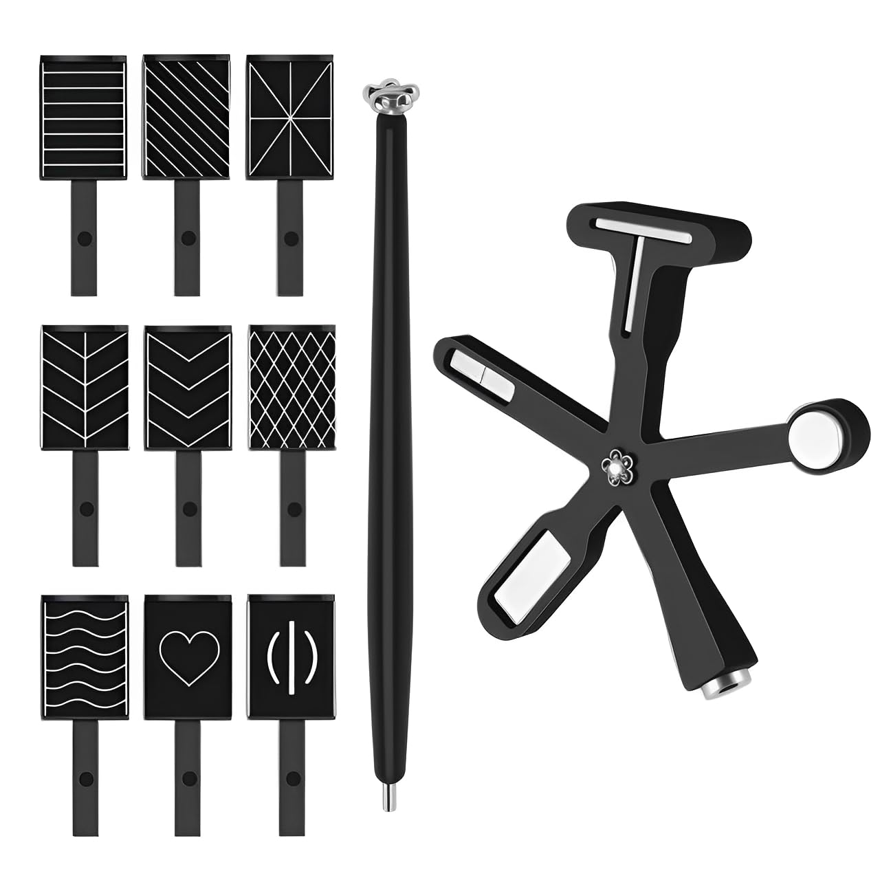 Photo 1 of 11PCS Cat Eye Magnet for Nails,3D Cat Eye Gel Nail Polish Magnet Tool Sets,6-IN-1 Magnets for Nail Art,Strong Magnetic Pen Strip Nails Magnets Wands,Black Set.