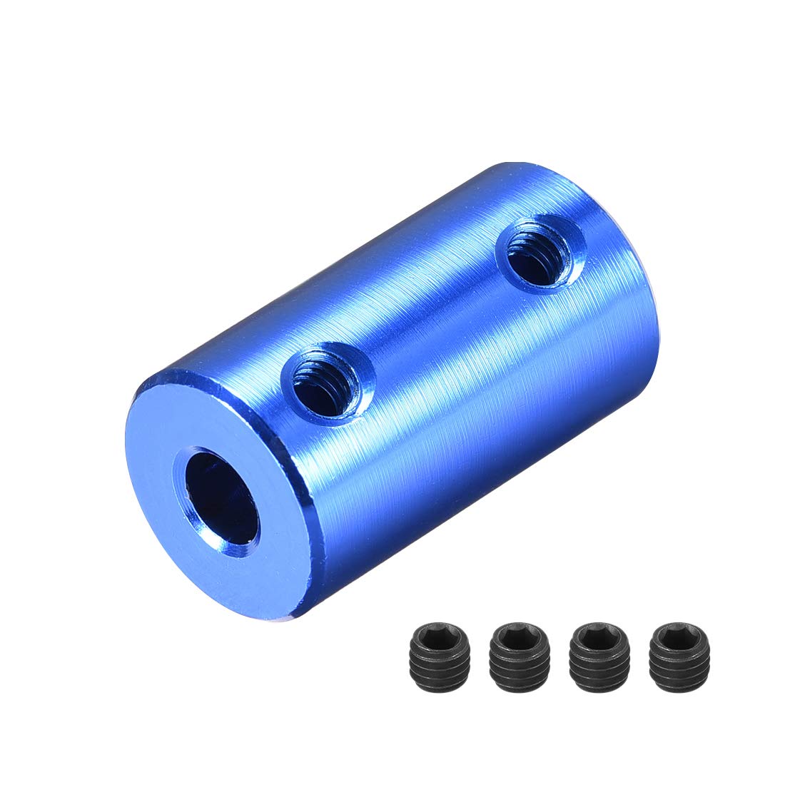 sourcing map 4mm to 5mm Bore Rigid Coupling Set Screw L25XD14 Aluminum Alloy,Shaft Coupler Connector,Motor Accessories,Dark Blue,4pcs
