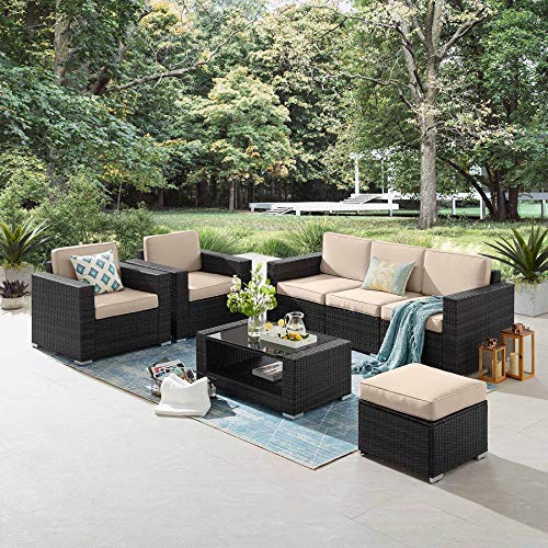 Tribesigns 7 Piece Patio Sofa PE Wicker Rattan Sectional Sofa Set Patio