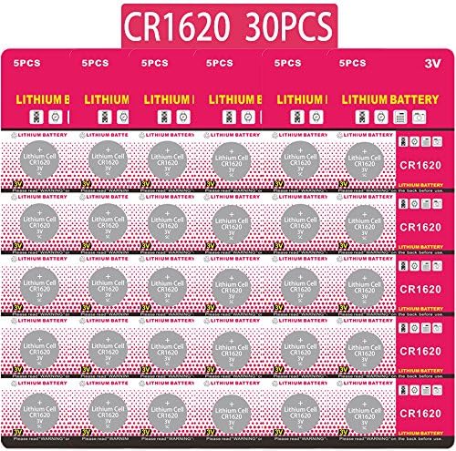 JOOBEF CR1620 Lithium 3V Battery, Electronic Coin Cell Button for Toys Calculators Watches (30 Pcs)