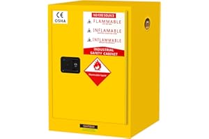 GENERIC 16 Gallon Flammable Storage Cabinet 23.5'' x 20'' x 20'' Fire Cabinets, Alloy Steel Flammable Liquid Storage Cabinet with ESD Grounding Cable and Adjustable Shelf for Industrial Garage Home Safety Use