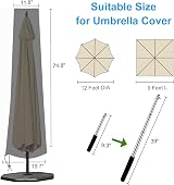 OKPOW Parasol Covers 600D Oxford Waterproof 190x30x50cm Dark Grey view 2