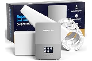 APLUSBOOST Cell Phone Booster for Home Mutilroom,Cover 8000 Sq.Ft with 2 Indoor Antennas for Verizon, AT&T and All U.S. Carriers,5G 4G LTE Cell Signal Booster with HD LCD Display, Easy Installation,FCC Approved