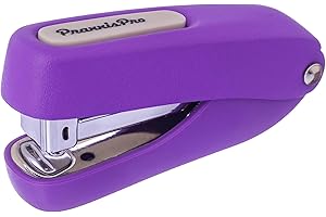 PRAXXISPRO Praxxis Pro Office Supplies - Aria-Plus Half-Strip Mini Stapler - Durable, Compact, and Colorful Stapler for Office and Travel Use, Compatible with Standard 26/6 Staples, Purple