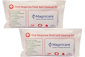 MAGNICARE Bloodborne Pathogen & Vomit Cleanup Kit 2pack- Be OSHA Compliant| First Response Spill Kit for Bodily Fluids | Bodily Fluid Clean Up Pack| Ideal for Schools, Restaurants & Retirement Homes-2pack