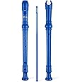 SWAN Soprano Recorder Instrument for Beginners Student - German Fingering 8 Hole Flute Detachable 3pcs Descant Recorder with Cleaning Rod and Fingering Chart for Kids over 6 Years Old, Royalblue