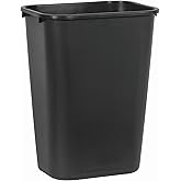 Rubbermaid Commercial Wastebasket Trash Container, 41QT/10.25 GAL, Plastic, Black, Stackable Trash Can for Bedroom/Bathroom/O