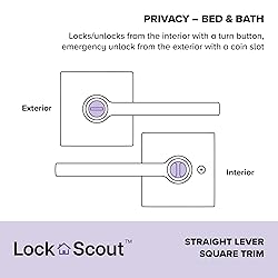 Lock Scout Straight Lever with Square Trim Bedroom