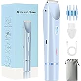 Bikini Trimmer for Women, 2 in 1 Electric Razors for Women, Rechargeable Cordless & Painless Hair Removal, Ultra Low Silent, Easy Cleaning, IPX7 Waterproof Bikini Shaver for Sensitive Skin (Blue)