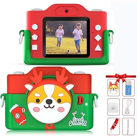 Amazon 21最新版 キッズカメラ 4000万画素 子供カメラ 8倍ズーム トイカメラ 1080p動画 録音 Mp3 子供用 デジタルカメラ ゲームカメラ 2インチ Ips画面 連写 タイマー撮影 Usb充電 子供の日 誕生日 子供プレゼント 32gb メモリーカード付き Green おもちゃ