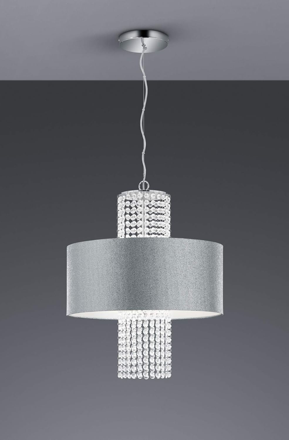 Reality Leuchten King R30483089 Pendant Light Silver-Coloured Shade Clear Acrylic Acrylic Hanging 3X E27 - Image 3