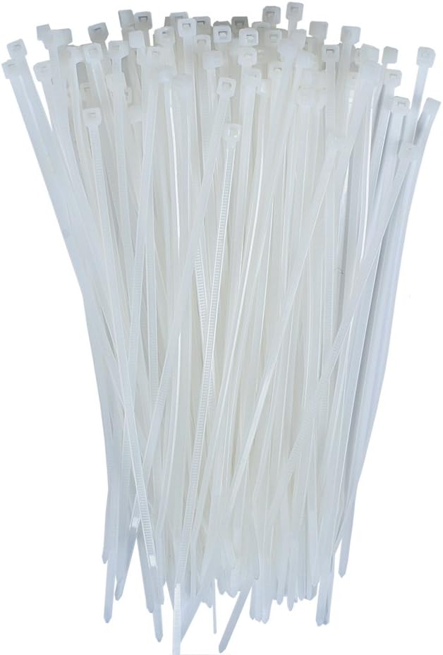 Dxg Zip Ties, 8 Inch Self-Locking Nylon Cable Ties, 100 Pack (White)