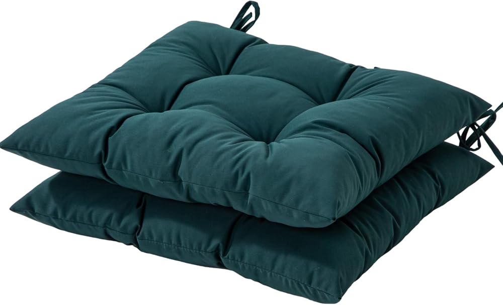 HAMO Outdoor Garden Chair Cushions Set of 2 Dark Green 45x50 cm