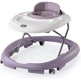 Chicco Walky Talky Foldable w/ 3-Height Adjustments | Removable Multilingual Electronic Play Tray w/ Music &amp; Lights, Space-Saving Fold, Washable Seat Pad, Brake Pads, Flora