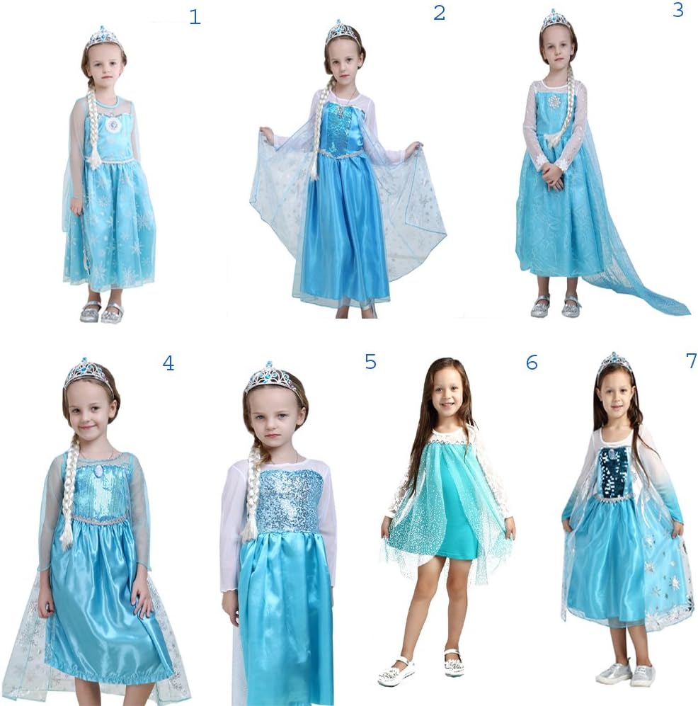 HYS Fashion Girls Snow Queen Elsa Costume Snow Princess Dresses (US-4/5, Elsa-2)