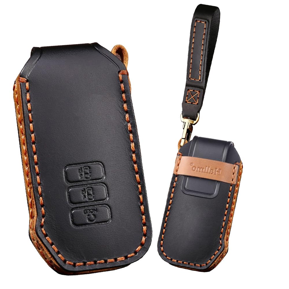 KUNIO Leather Key Cover for Kia EV6 GT & Sportage GT-Line, 7 Buttons, Black