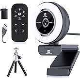 VITADE Zoomable Webcam with Remote Control, 1080P 60FPS Streaming Webcam with Adjustable Ring Light and Tripod, Pro USB 5X Digital Zoom Webcam for Zoom/Skype Teams/Laptop/Mac Windows