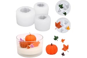 HUAKENER 5 Pack Pumpkin Candle Molds, 3D Pumpkin Silicone Mold for Candle, Epoxy Resin Casting, Halloween Thanksgiving Home Decor