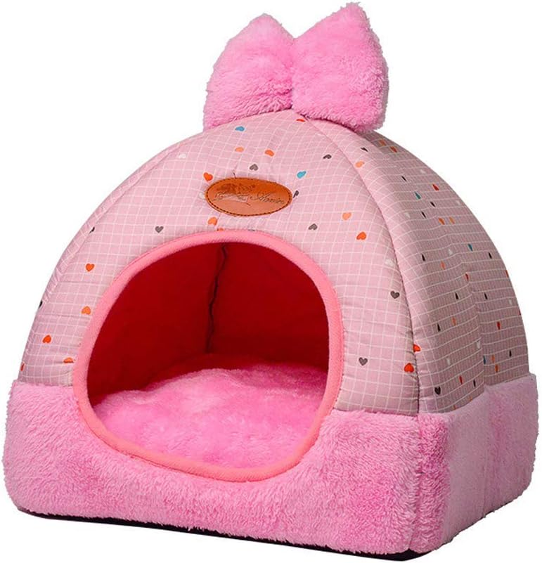 Monba Warm Cat Den Bed Tent 2 In 1 Pet House Hideout Cat Cave with Washable Removable Cushion Puppy Basket for Cats Rabbits Puppy
