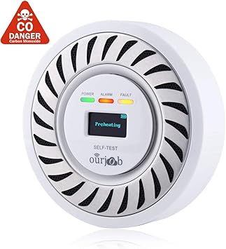 Detector de CO Alarma de monóxido de Carbono, Sensor electroquímico Batería de Litio Recargable CO Probador de Gas, USB Enchufe Monitor de CO con Pantalla OLED Digital para el hogar/Caravana (Blanco): Amazon.es: