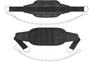 Leesvilary Fitness Dip Belt with Chain for Weightlifting, Dipping Pull Up Belt, Powerlifting, and Bodybuilding Weightlifting 