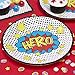 Ginger Ray Party Paper Plates-Comic Superhero, 23 cm Diameter, Mixed