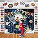 TMCCE Superhero Cityscape Photography Backdrop And Superhero Party Backdrop Supplies,27 Superhero Masks 6 Superhero Photo Booth Props For Superhero Birthday Party Decorations