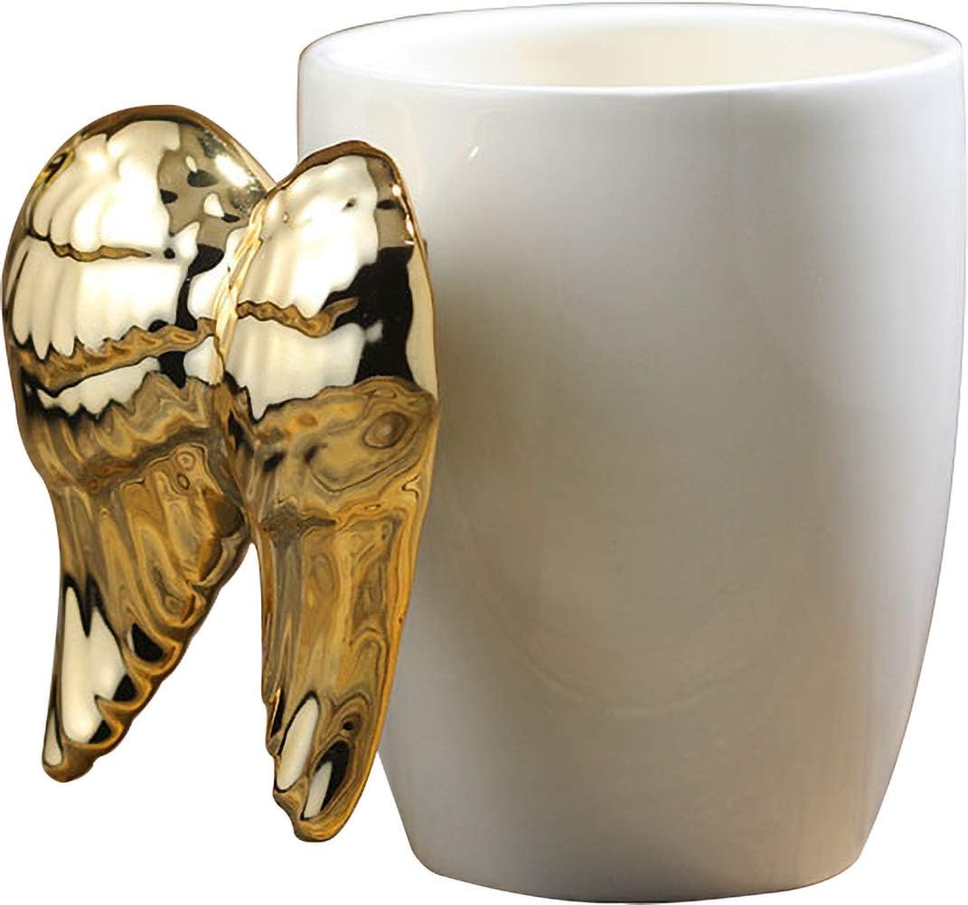 300ML- 400 ML Hand-painted 3D Golden Angel Wing Ceramic Cup/Angel Wing Coffee Mug/Home Decroation/Angel number 222