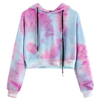 Amlaiworld Sweatshirts Herbst Frauen bunt Kapuzenpulli Damen warm Sweatshirt Sport Bluse Mode Pullover kurz bauchfrei Tops