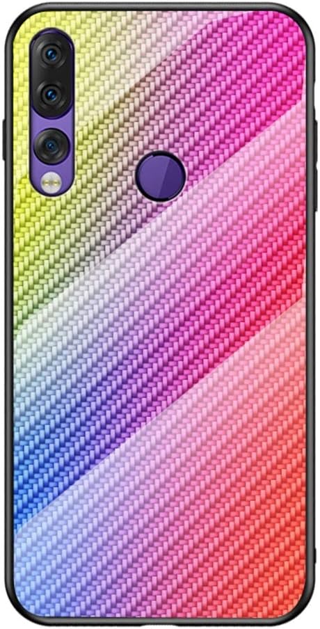 Lenovo Z5s Case, YINCANG [Hyun Color] Carbon Fiber Pattern Print +Transparent Tempered Glass + Soft TPU Bumper Protective Back Case for Lenovo Z5s 6.3" Colorful