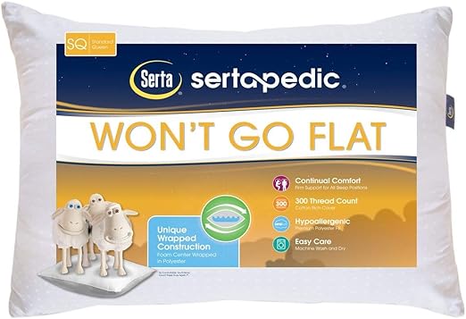 Amazon Com Sertapedic Won T Go Flat Pillows Set Of 2 Standard