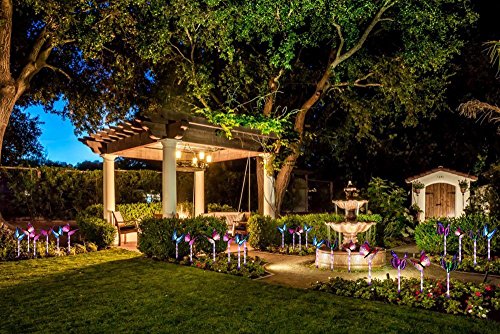 Adecorty Garden Solar Lights Outdoor, Solar Stake Lights With Purple LED Lights Waterproof Multi-color Changing Fiber Optic Butterfly Decorative Lights for Landscape Patio Backyard Decoration (3 pack)