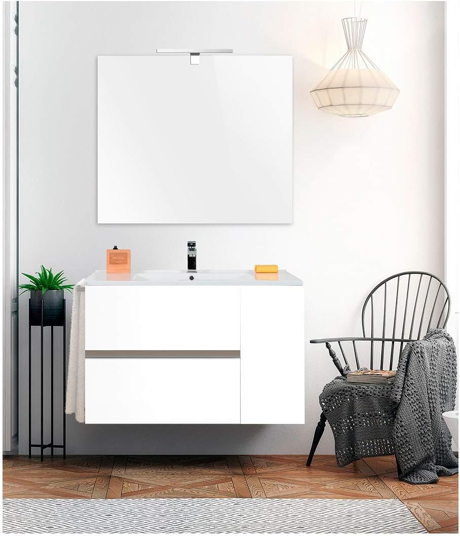 DUCHA.ES Mueble para BAÑO SUSPENDIDO con Lavabo Y Espejo ...