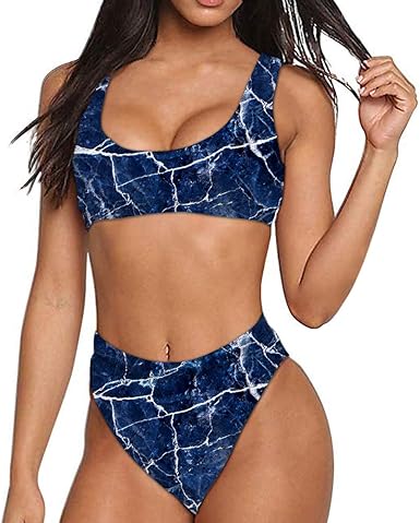 marble high waisted swimsuit