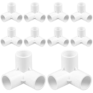 3 Way PVC Corner Fitting, HommyPrefer 1/2 Inch PVC Pipe Elbow Connectors, Heavy Duty PVC Fittings for DIY PVC Shelf, Furniture and Plumbing Projects (Pack of 10)