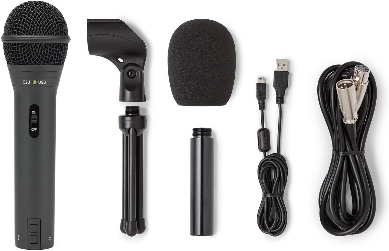 Samson Q2U Handheld Dynamic USB Microphone Recording and Podcasting Pack (Black): Musical Instruments
