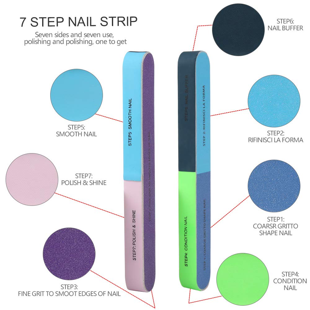Nail Files and Buffers, FANDAMEI 20PCS Professional Manicure Tools Kit. Rectangular Nail Buffer Block & 100/180 Grit Nail File, 7 Way Nail File & Nail Polishing Buffer. Nail Care File Buffer Tool : Beauty