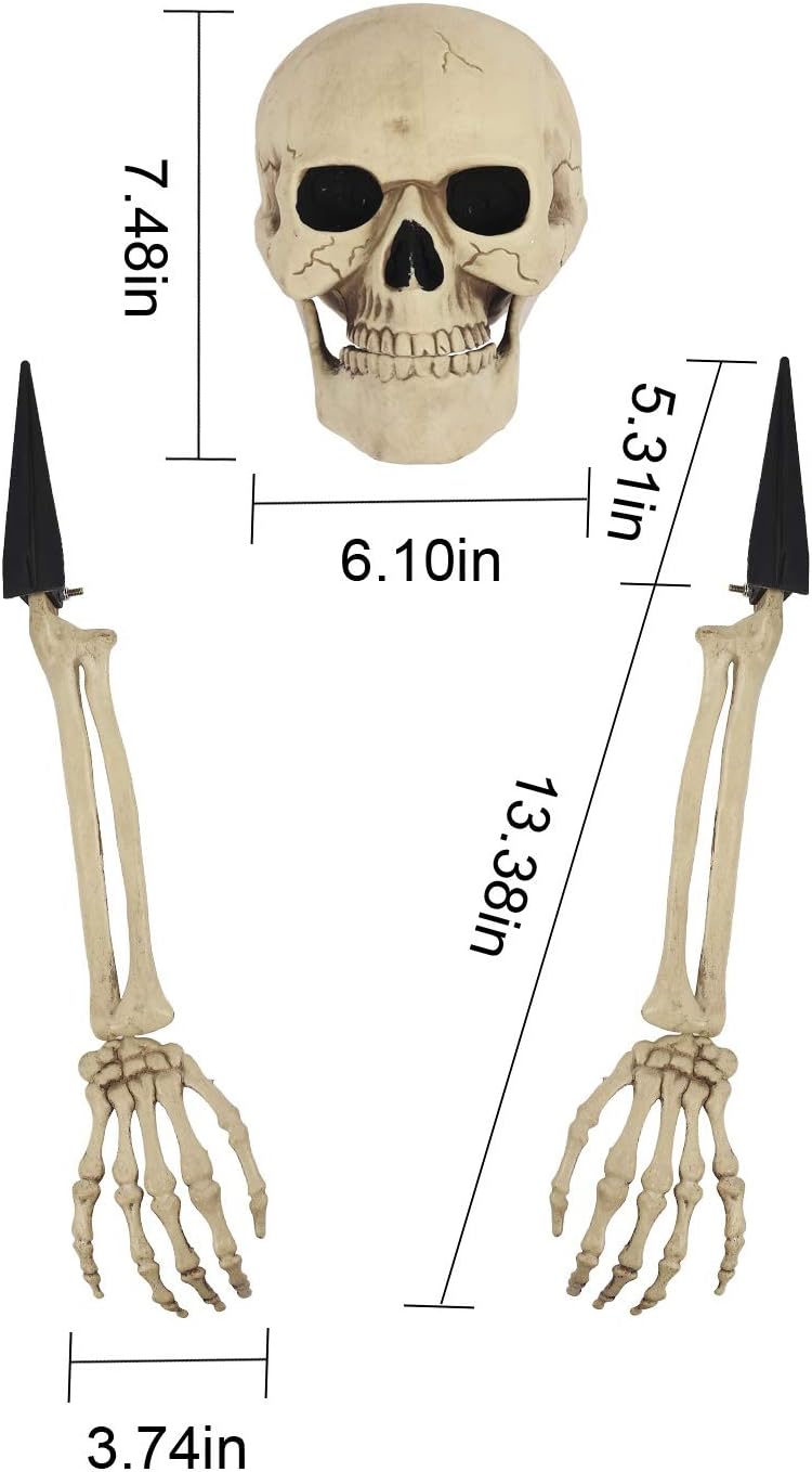yosager Realistic Skull and Skeleton Arms Stakes, Indoor Outdoor Graveyard Best Halloween Yard Decorations: Garden & Outdoor